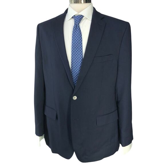 Michael Kors Mens Size 42L Blazer Jacket Sport Coat Navy Blue Metal Buttons